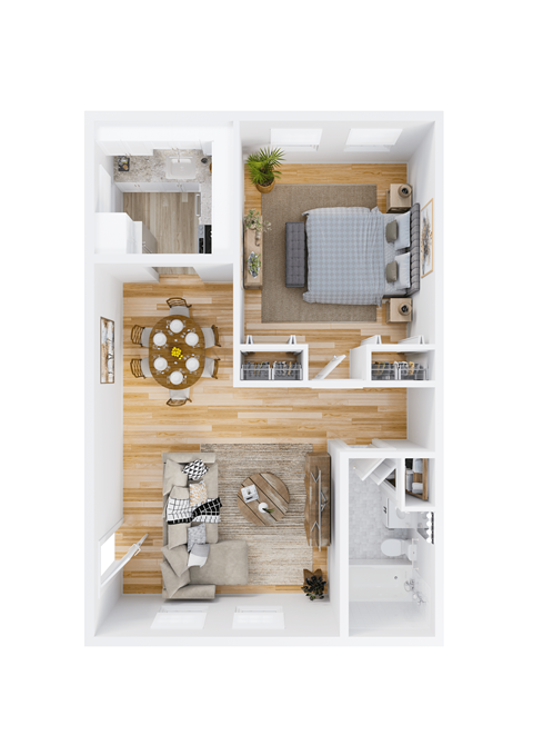 Floor plan for 1 bed, 1 bath, 550 sqft